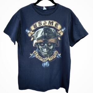 USMC Tshirt Mens Sz M Black We Fight What You Fear Devil Dog Skull Marine‎ Shirt